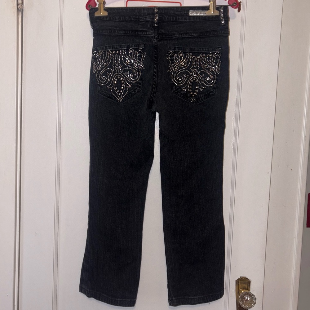 Y2K bling bootcut jeans black size 7 Americana Blues